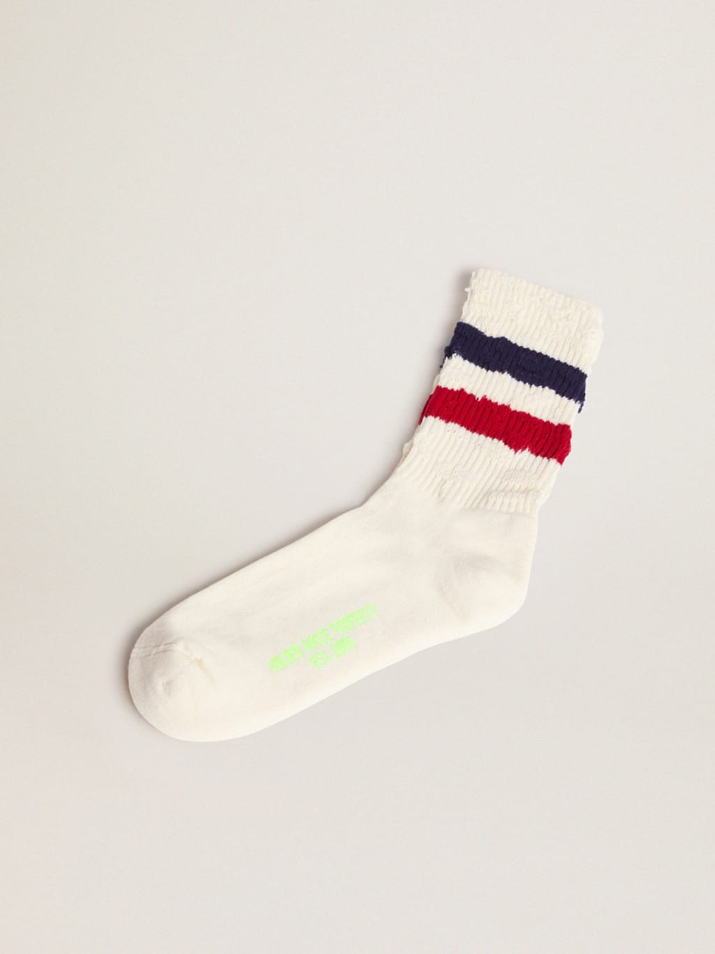 Vintage-Style White Socks With Stripe Trim
