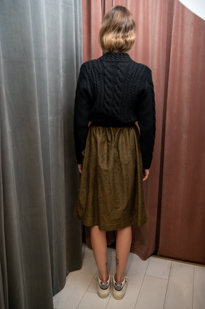 Upcycled SUE Skirt With Black Velvet Trim