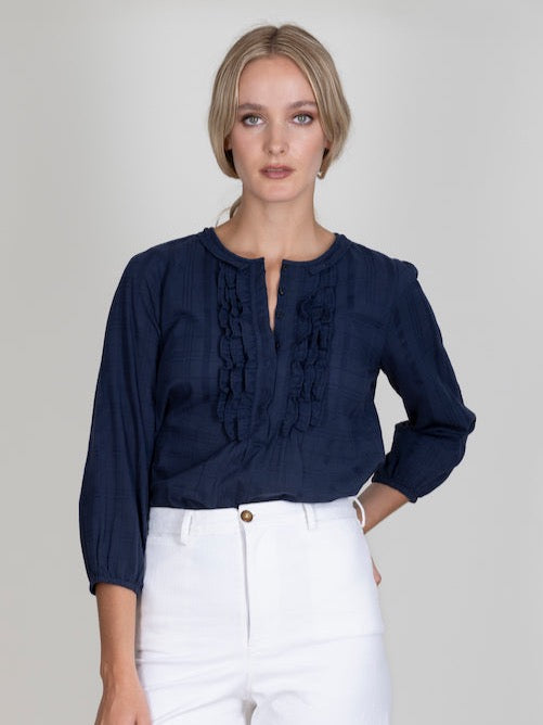 Navy cotton DIKKI blouse