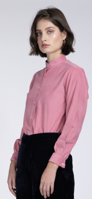 Monnalisa pink cord collarless shirt