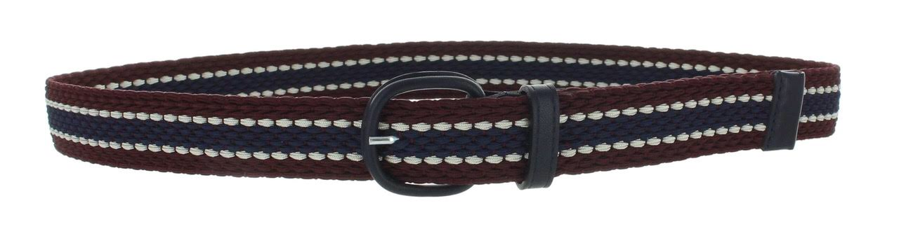 Maison Boinet Plaited navy burgundy stripe belt