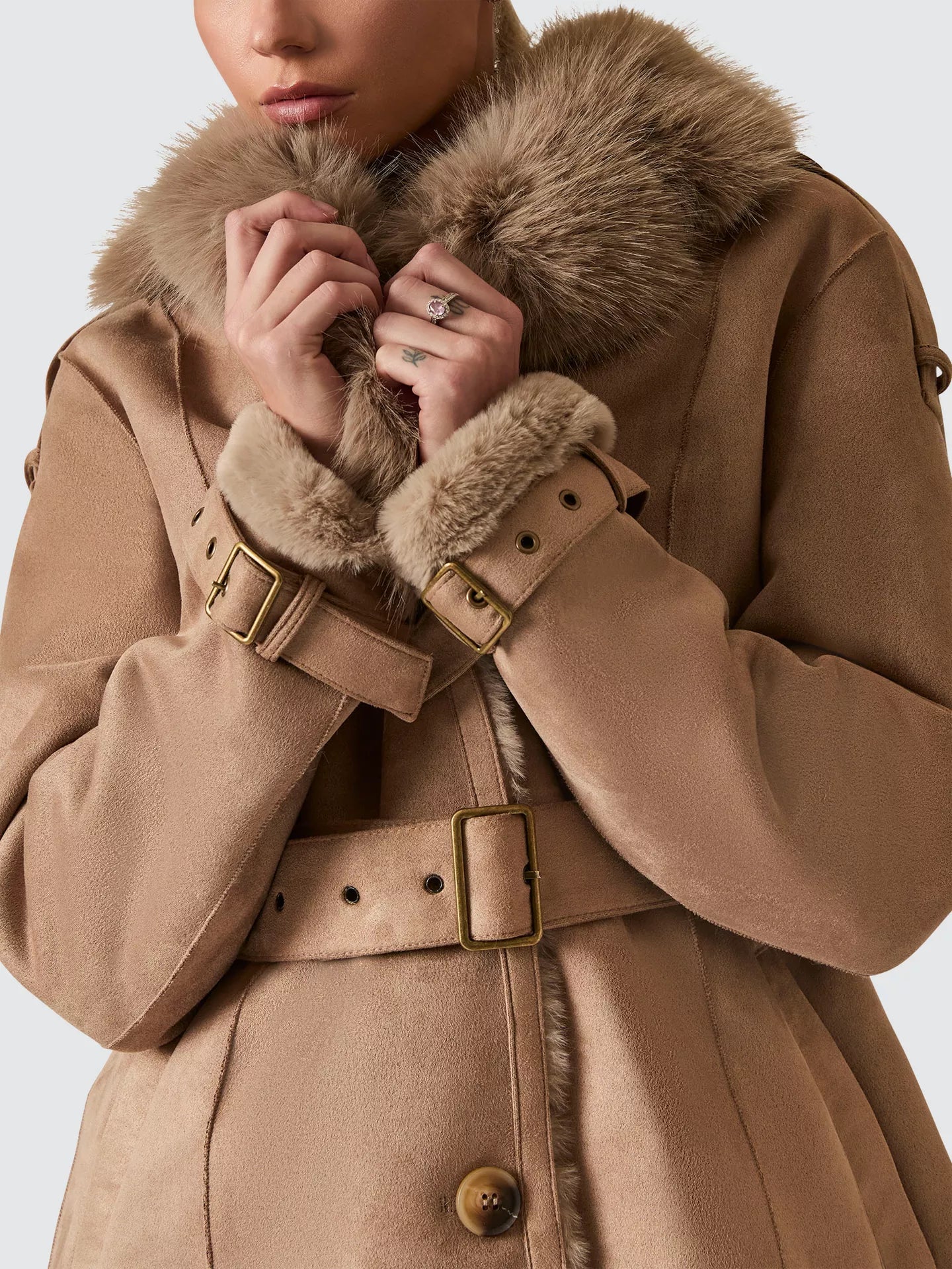 Taupe Faux Fur Short Coat