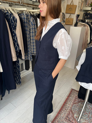 Caren Navy Pinstripe Trouser