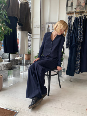 Carol Navy Pinstripe Waistcoat