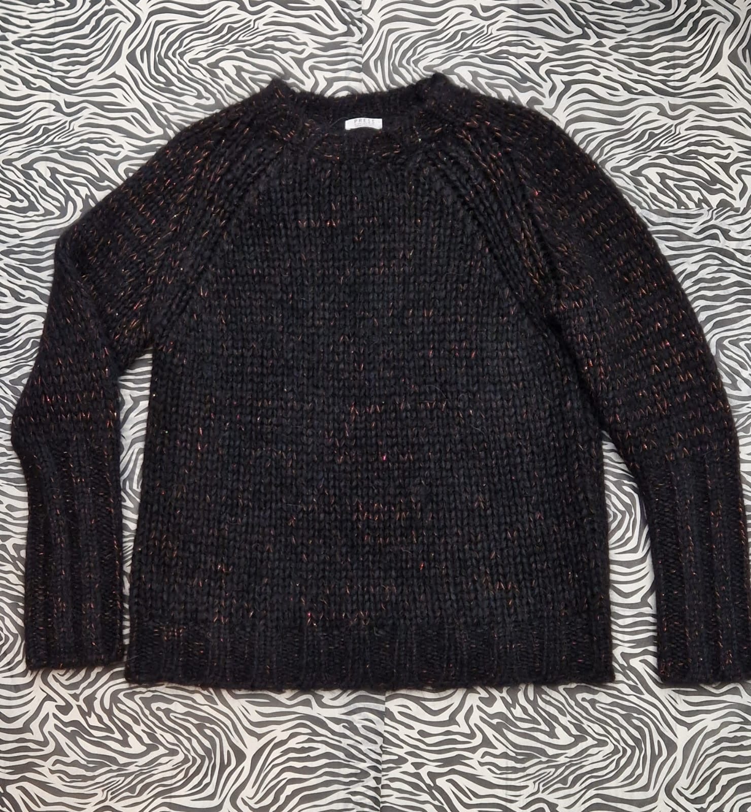 Italian Black & Copper Knit Pullover