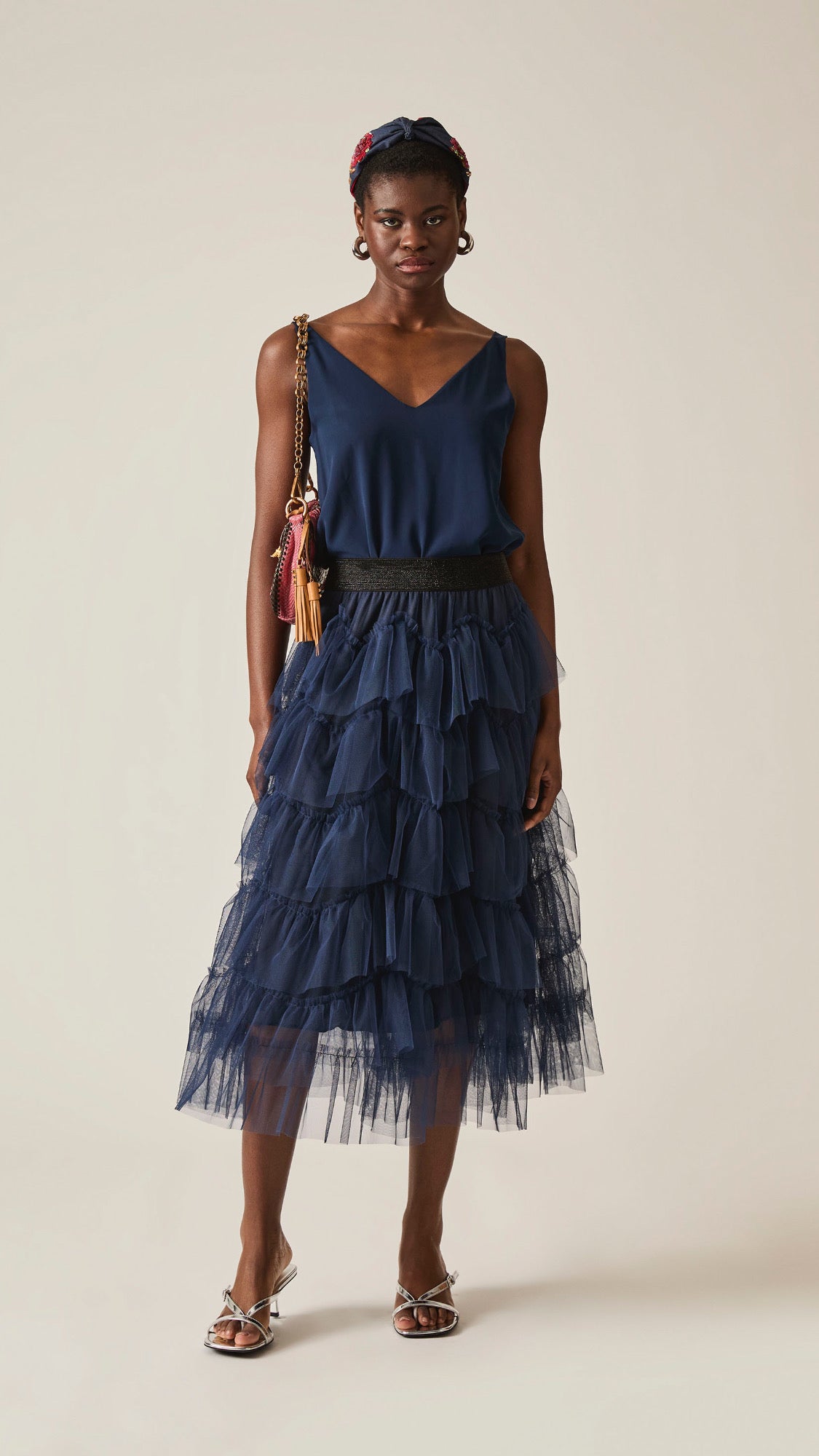 Bradshaw Navy Ruffle Skirt