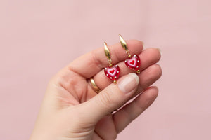 Glass Heart Scottish Earrings