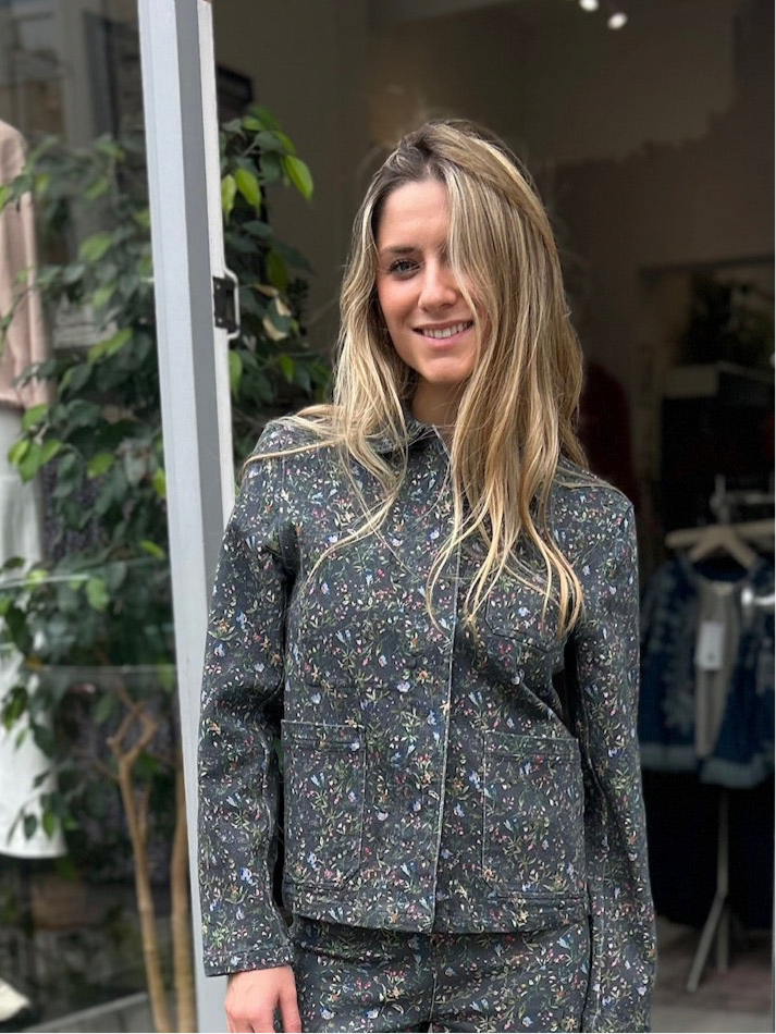 Botanical Pelli Stretch Cotton Twill Jacket