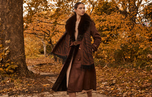 Choc Brown Faux Fur Belted Coat