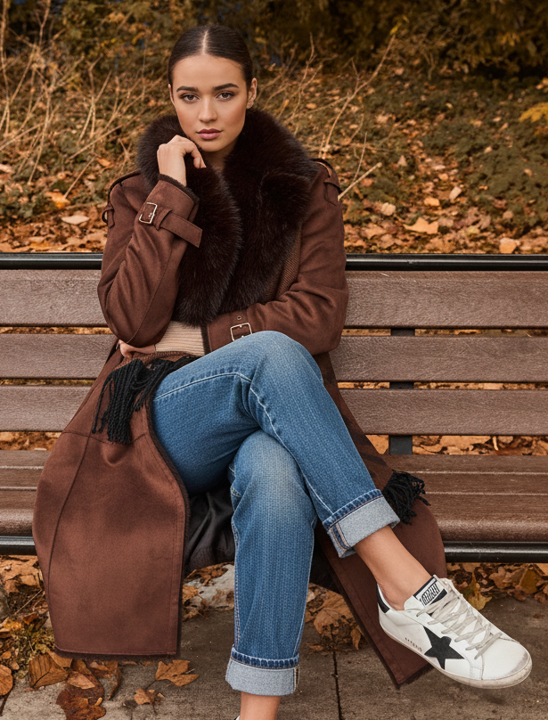 Choc Brown Faux Fur Belted Coat