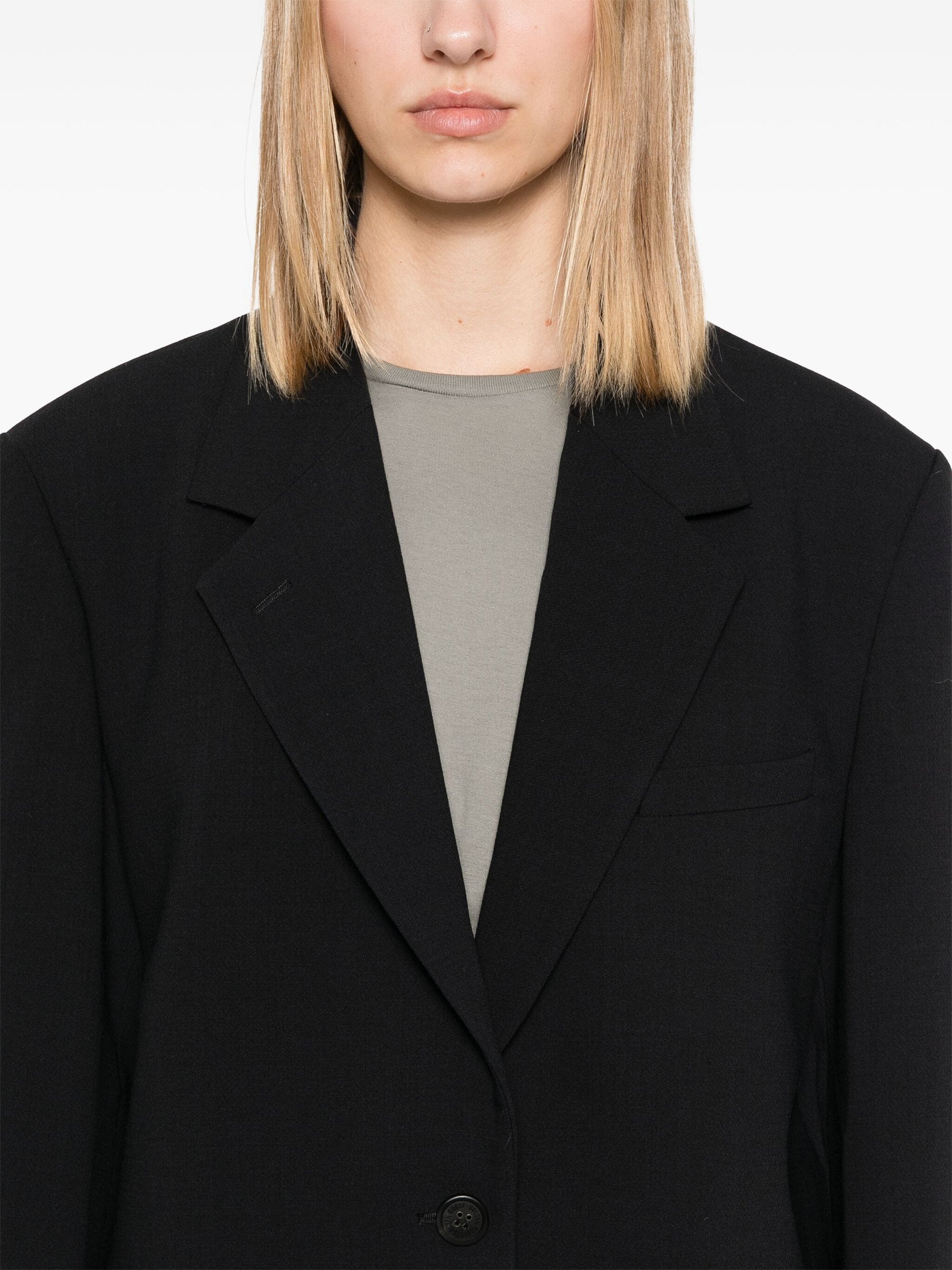 Maia Blue-Black Oversize Single-Breasted Jacket