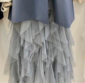 Grey Organza Tiered Carrie Skirt