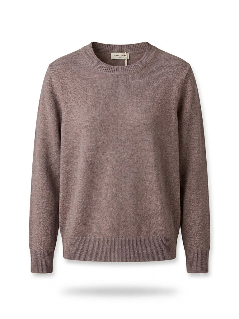 Walsh Taupe Crew-Neck Pullover With Elbow Patches