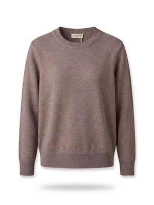 Walsh Taupe Crew-Neck Pullover With Elbow Patches