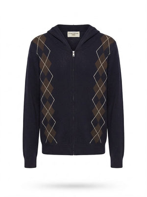 Toluca Argyle Zip Up Hoodie Knit