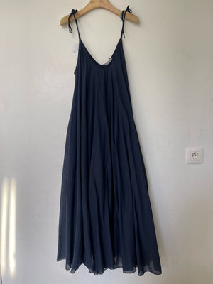 Navy Strappy Italian Cotton Long Dress