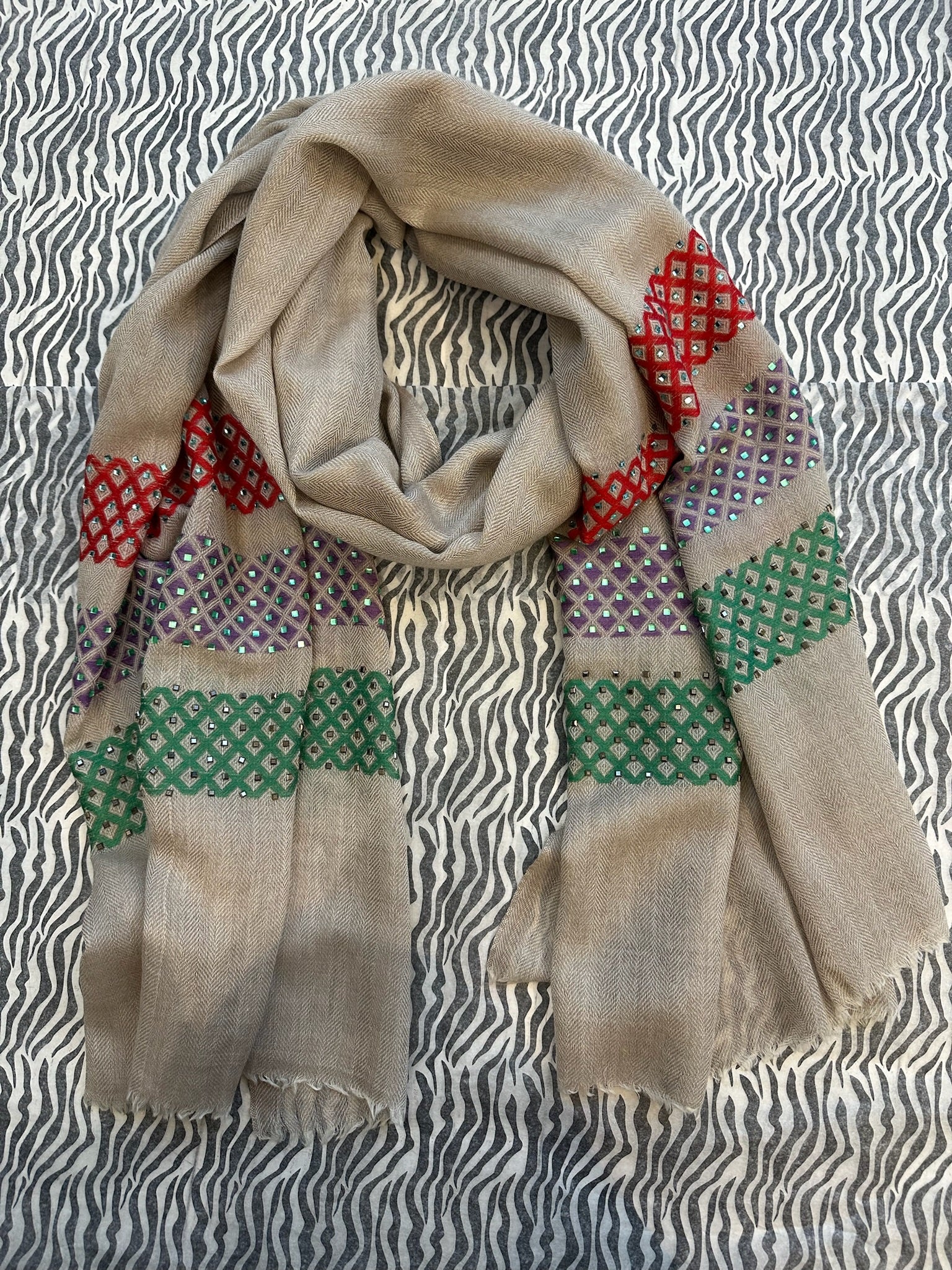 Cashmere Scarf Swarovski Trim