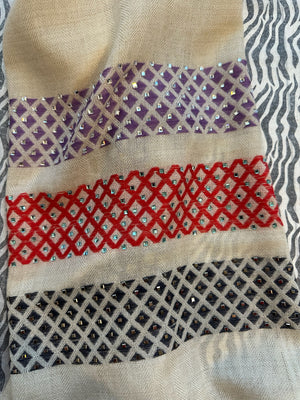 Cashmere Scarf Swarovski Trim