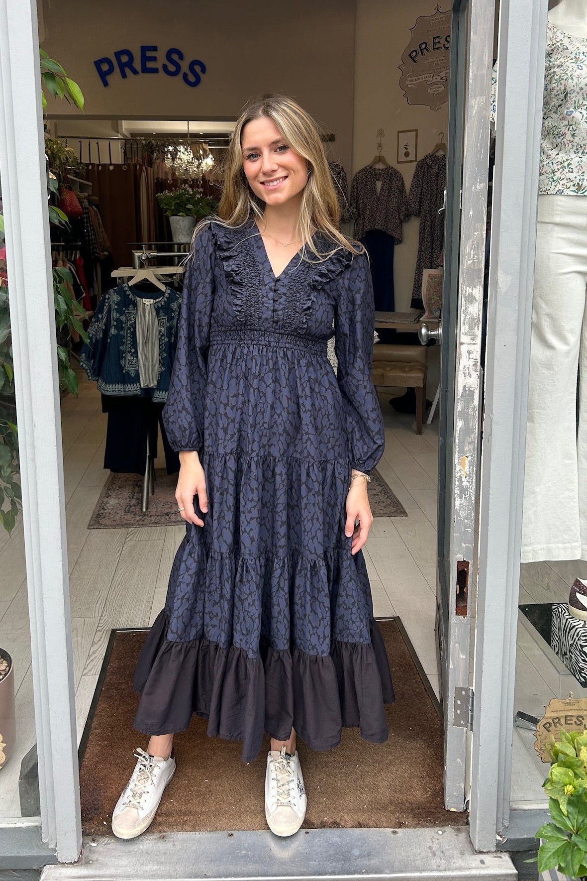 Navy Bute Long Dress