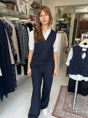 Carol Navy Pinstripe Waistcoat