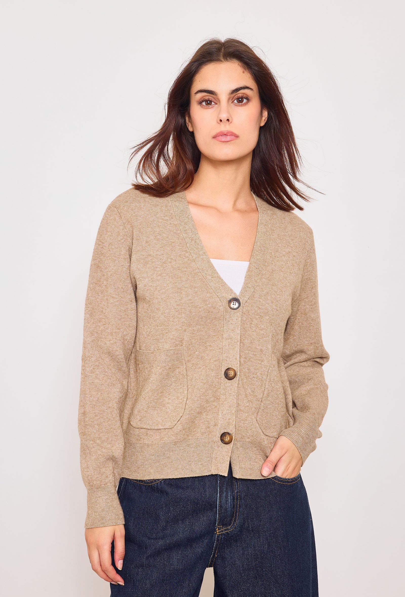 Beige Cashmere-blend Sandra Cardigan