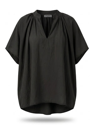 Pullover Short-Sleeve Cotton Silk Top