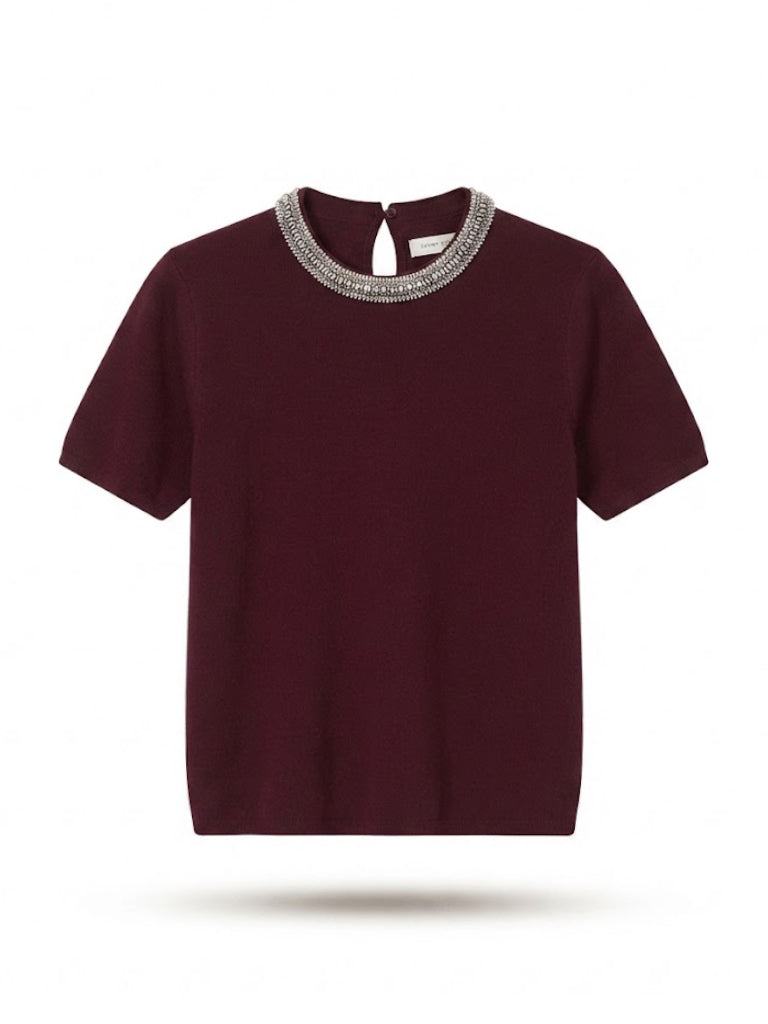 Burgundy Evan Crystal-Trim Knit