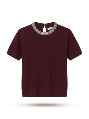 Burgundy Evan Crystal-Trim Knit