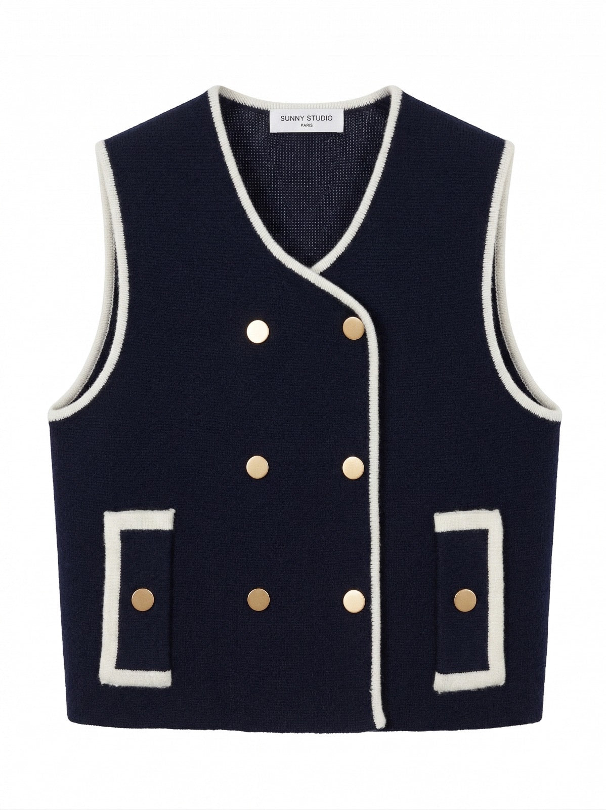 ONNI Wool Navy Milano-Knit Gilet