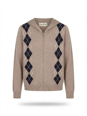 Toluca Argyle Zip Up Hoodie Knit