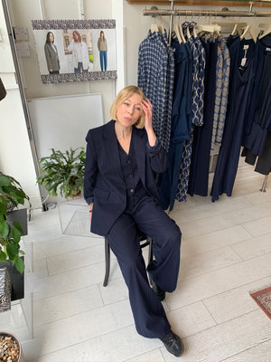 Cara Navy Pinstripe Blazer