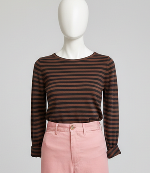 Brown Breton Stripe Long-Sleeve Tee - PRESS Primrose Hill