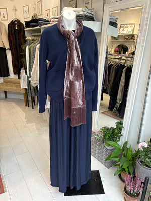 Alfie Brown Silk Velvet Fringe Scarf