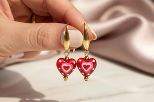 Glass Heart Scottish Earrings