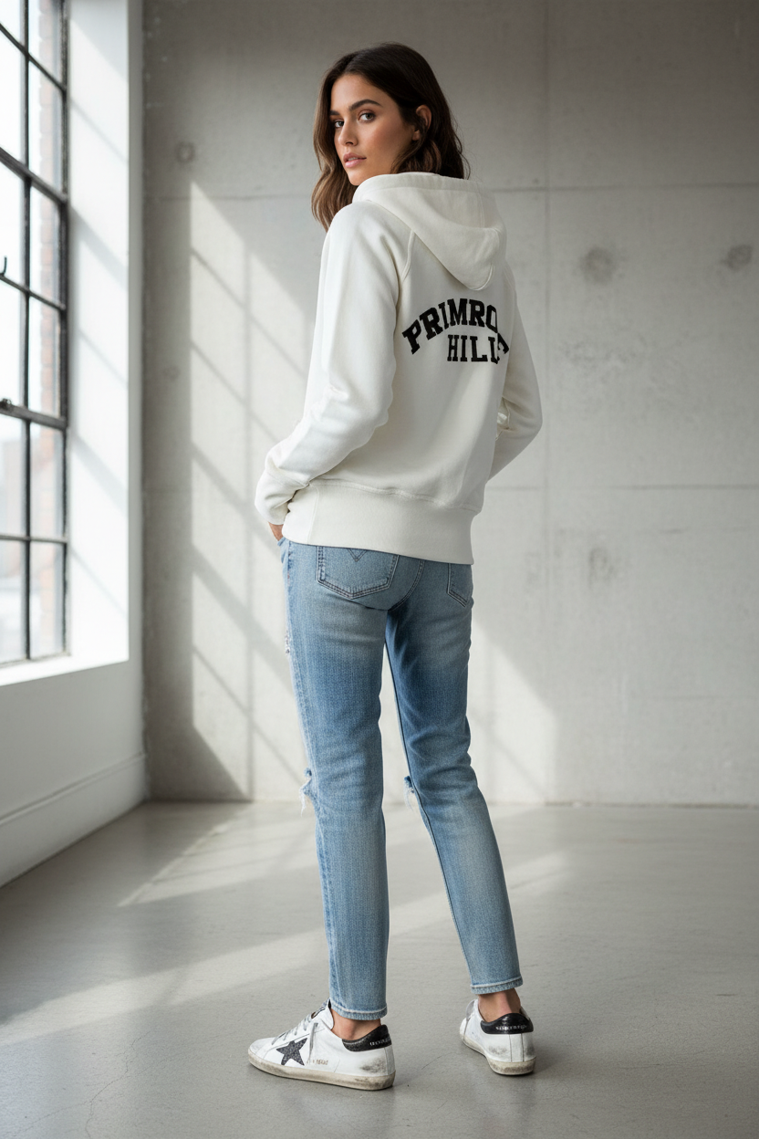 White PRIMROSE HILL Zip-UP Hoodie - PRESS Primrose Hill