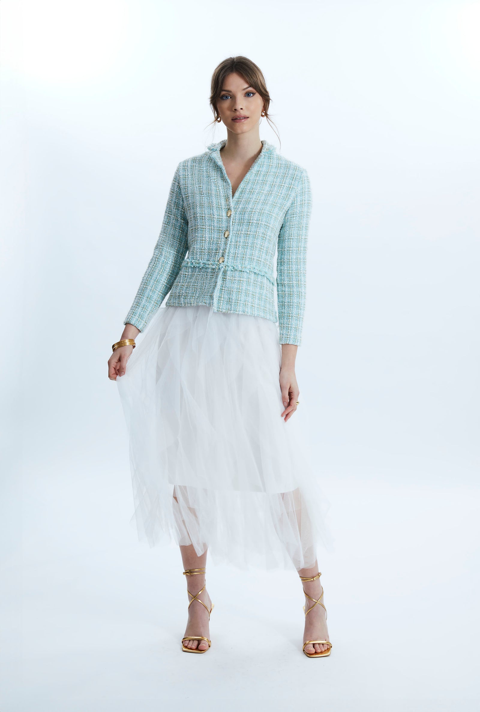 White Organza Tiered Carrie Skirt