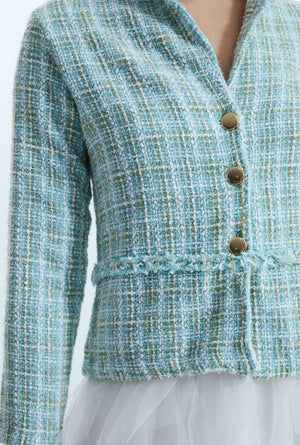 Mint Italian Tweed Unstructured Jacket