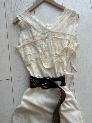 Vintage Ecru Cotton & Lace Dress