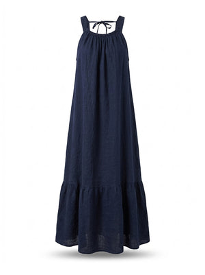 Navy Linen Long Dress
