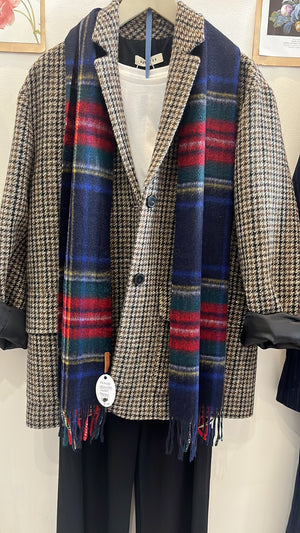 Tartan Cashmere Fringed Scarf