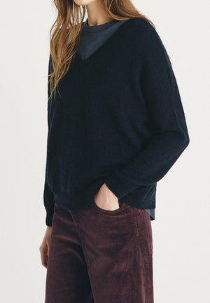 Navy Troncoso V-Neck Pullover - PRESS Primrose Hill