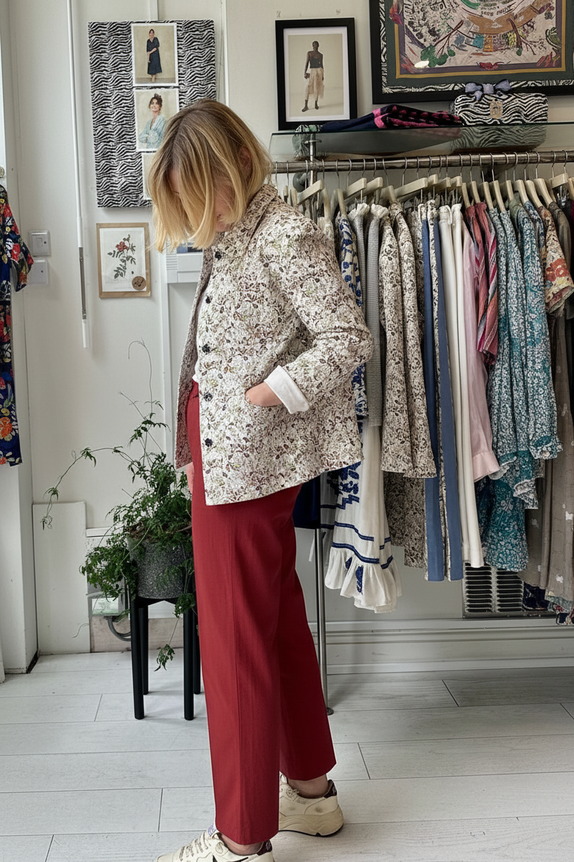 Red Botanical Sailor Tux Pants - PRESS Primrose Hill