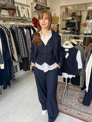 Caren Navy Pinstripe Trouser