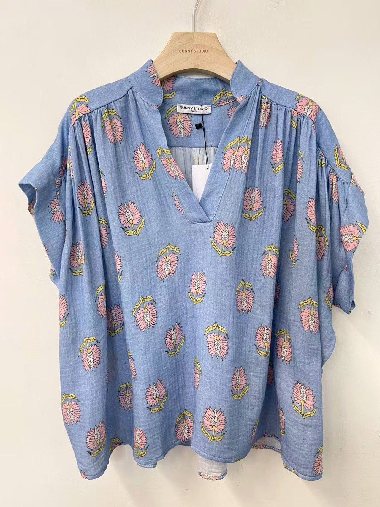 Floral Blue Loose Top