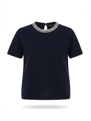 Navy Evan Crystal-Trim Knit