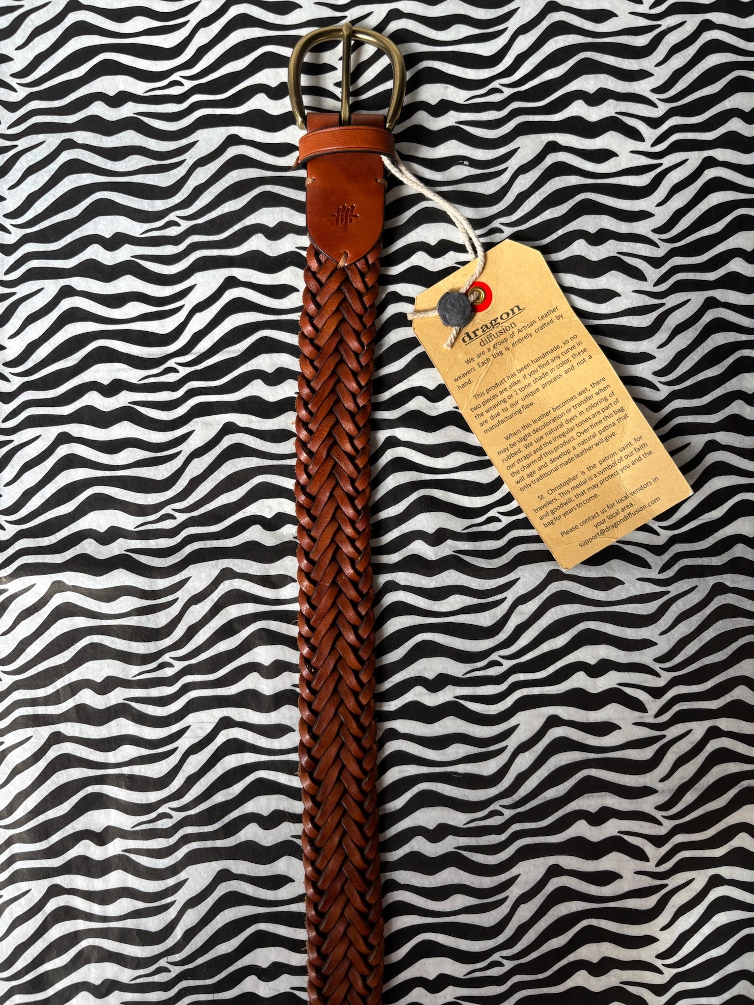 Tan With Black Edges Woven Belt