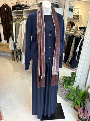 Alfie Brown Silk Velvet Fringe Scarf