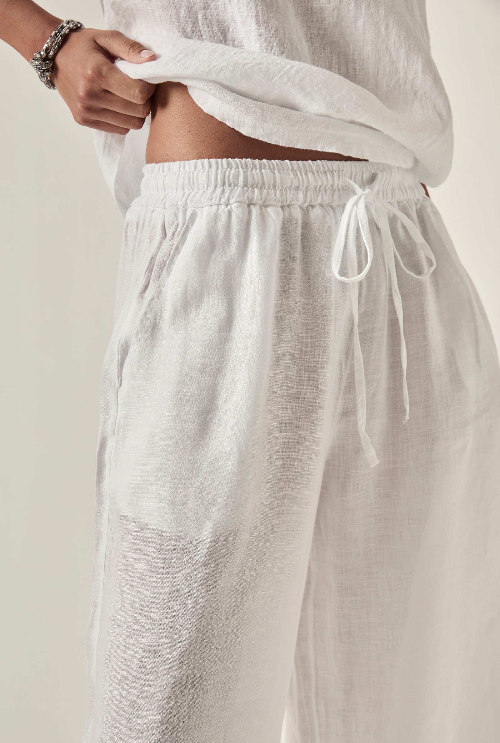 Linen Trousers : White | Navy | Taupe