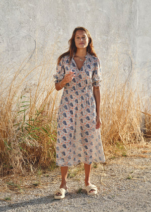 ASTER PRINT & EMB MIDI DRESS - PRESS Primrose Hill