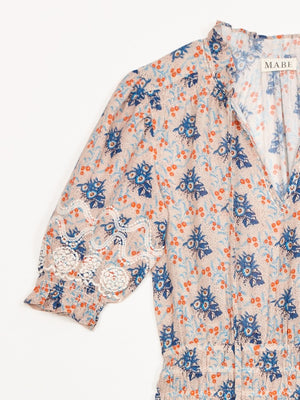 ASTER PRINT & EMB MIDI DRESS